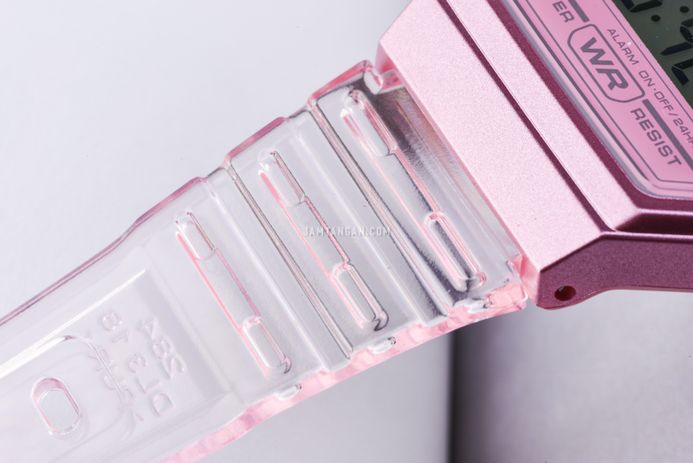 Casio General F-91WS-4DF Digital Dial Light Pink Clear Rubber Band