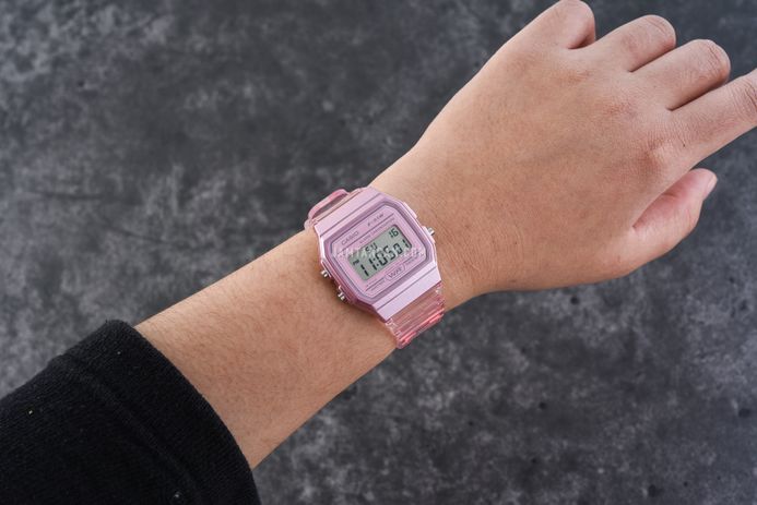Casio General F-91WS-4DF Digital Dial Light Pink Clear Rubber Band