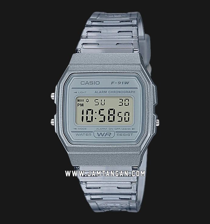 Casio General F-91WS-8DF Digital Dial Light Black Clear Resin Band