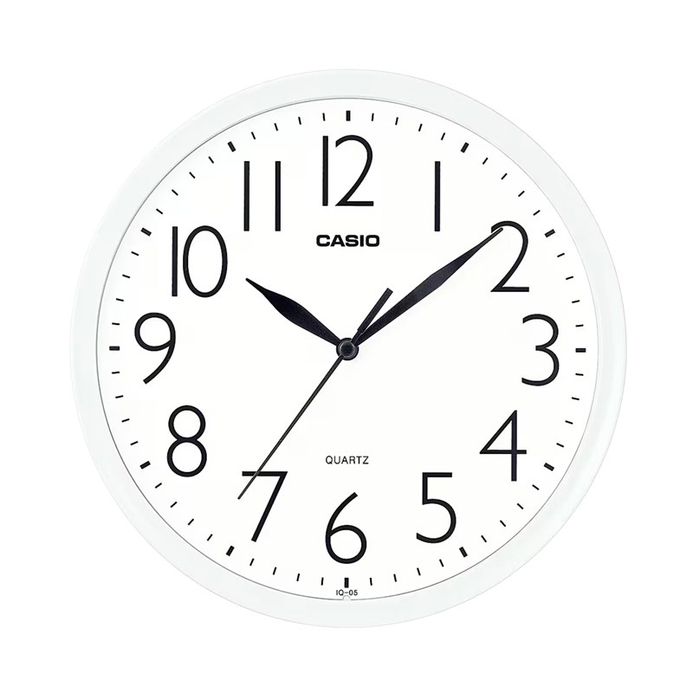 Jam Dinding Casio Clock IQ-05-7DF 25cm White Dial Round Case