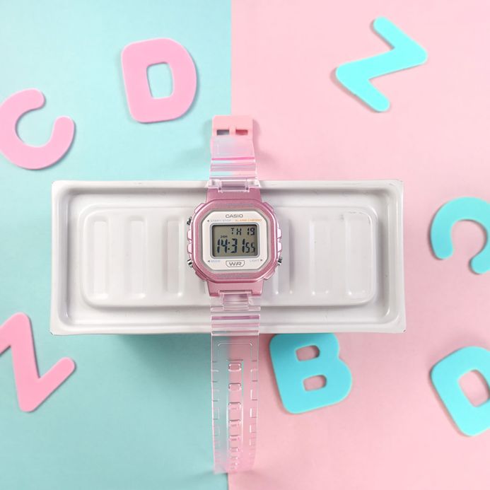 Casio General LA-20WHS-4ADF Digital Dial Pink Transparent Resin Band