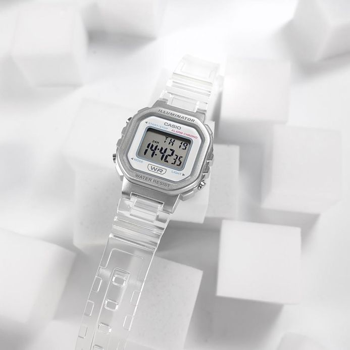 Casio General LA-20WHS-7ADF Digital Dial Transparent Resin Band