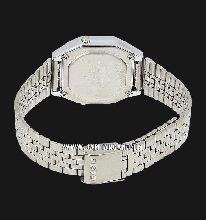 Casio General LA680WA-4CDF Ladies Flower Design Digital Dial Stainless Steel Band