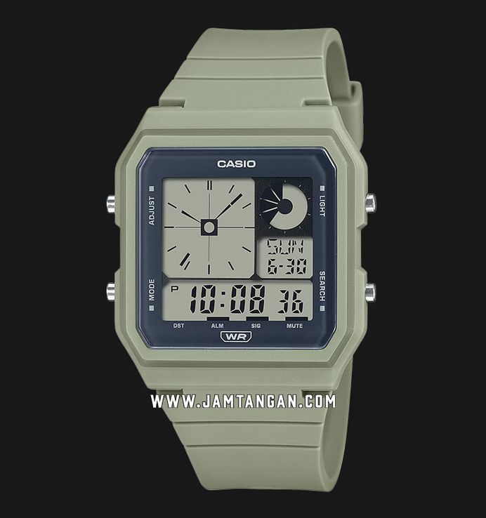 Casio General LF-20W-3ADF Pop Digital Dial Sage Green Resin Band