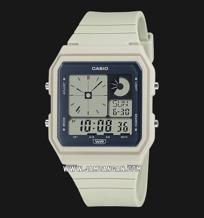 Casio General LF-20W-8ADF Pop Digital Dial Cream Resin Band