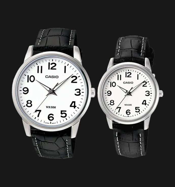 Casio General LTP-1303L-7BVDF_MTP-1303L-7BVDF White Dial Black Leather Band