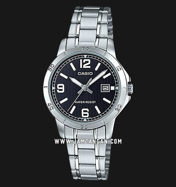 Casio General LTP-V004D-1B2UDF Ladies Black Dial Stainless Steel Band