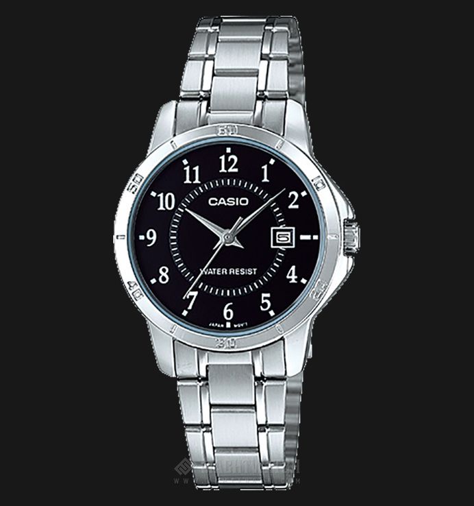 Casio General LTP-V004D-1BUDF Black Dial Stainless Steel Band