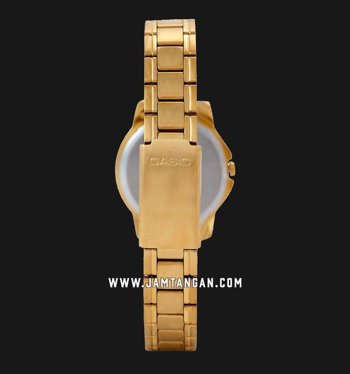 Casio General LTP-V004G-1BUDF Ladies Black Dial Gold Stainless Steel Band