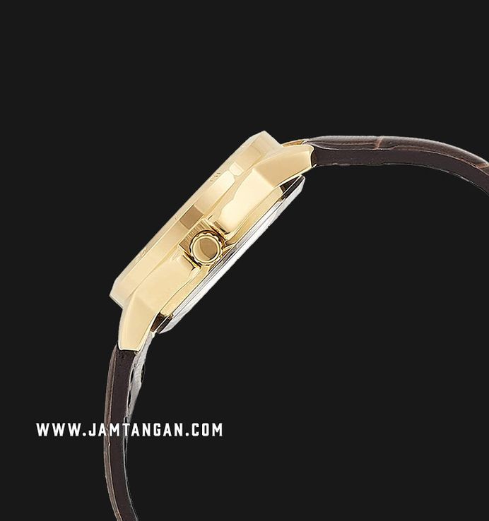 Casio General LTP-V004GL-9AUDF Ladies Champagne Dial Brown Leather Band
