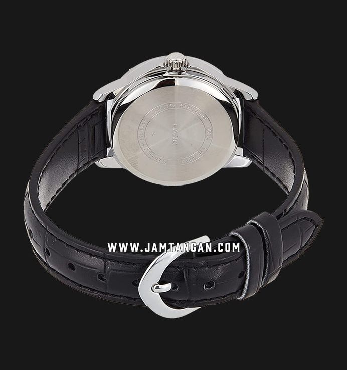 Casio General LTP-V004L-7AUDF Ladies Silver Dial Black Leather Band