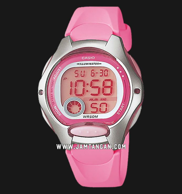 Casio General LW-200-4BVDF Digital Dial Pink Resin Band