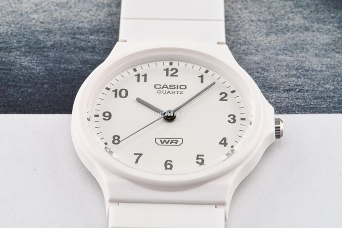 Casio General MQ-24B-7BDF Pop Analog White Dial White Resin Band