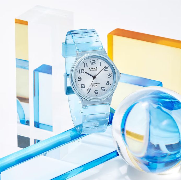 Casio General MQ-24S-2BDF Pop Light Blue Dial Blue Transparent Resin Band