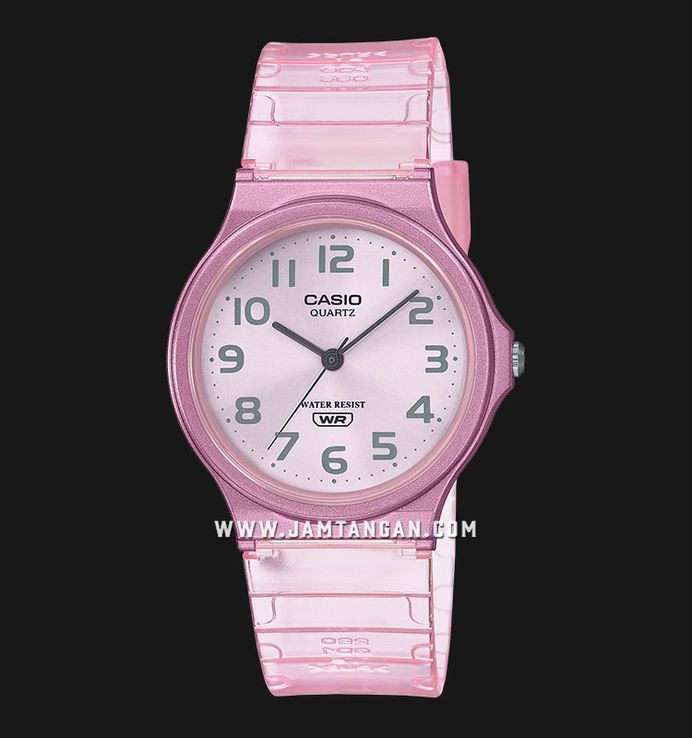 Casio Standard MQ-24S-4BDF Pop Pink Dial Pink Transparent Resin Band