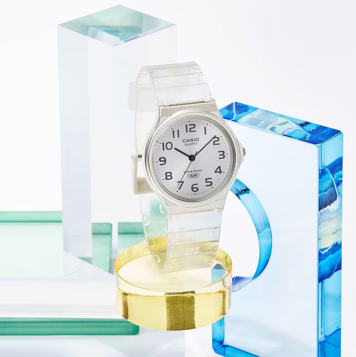 Casio Standard MQ-24S-7BDF Pop White Dial White Transparent Resin Band