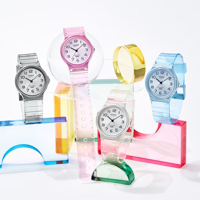Casio Standard MQ-24S-7BDF Pop White Dial White Transparent Resin Band