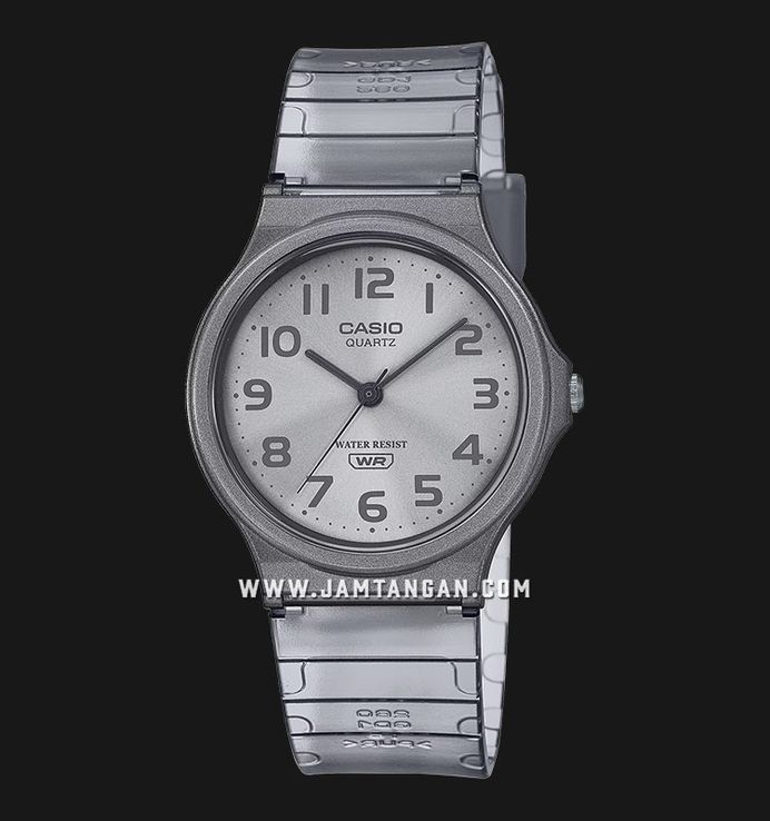 Casio Standard MQ-24S-8BDF Pop Grey Dial Grey Transparent Resin Band
