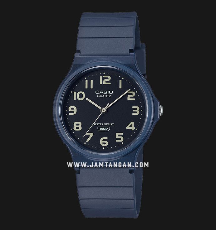 Casio Standard MQ-24UC-2BDF Black Dial Matte Blue Resin Band