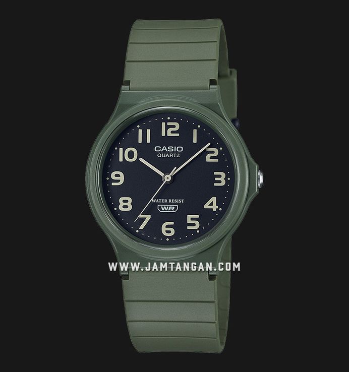 Casio Standard MQ-24UC-3BDF Black Dial Matte Green Resin Band