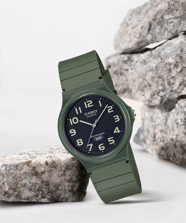 Casio Standard MQ-24UC-3BDF Black Dial Matte Green Resin Band