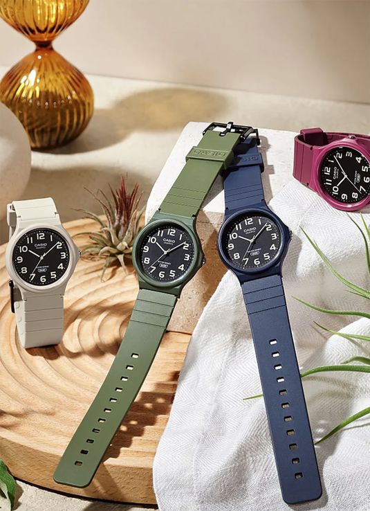 Casio Standard MQ-24UC-3BDF Black Dial Matte Green Resin Band
