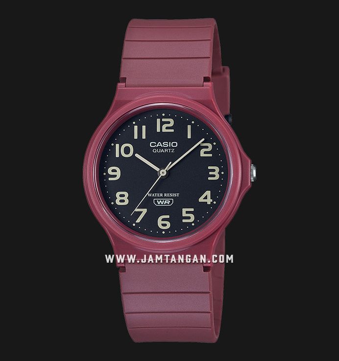 Casio Standard MQ-24UC-4BDF Black Dial Matte Red Resin Band