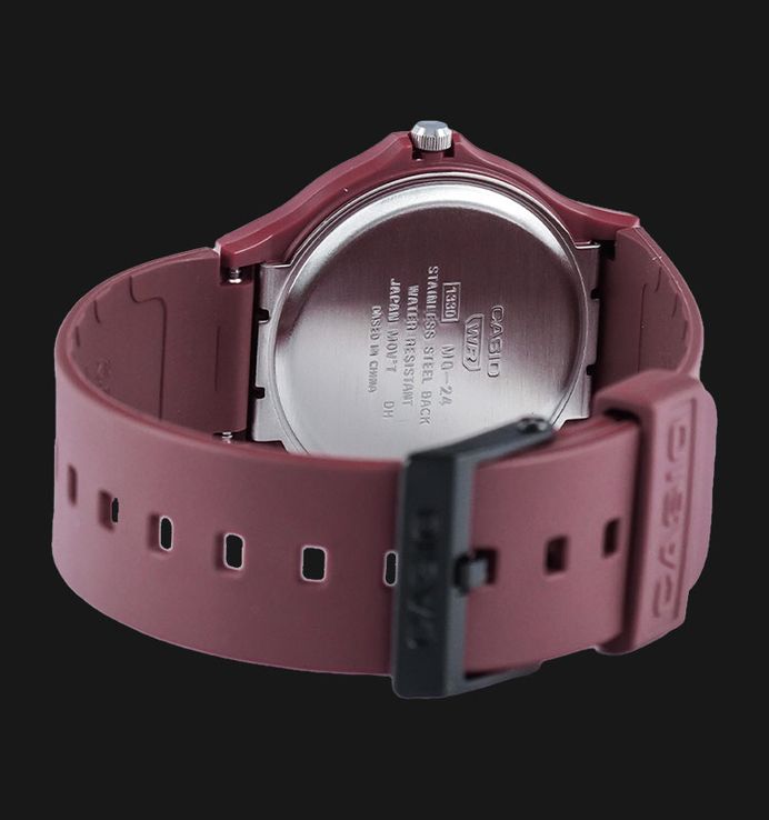 Casio Standard MQ-24UC-4BDF Black Dial Matte Red Resin Band