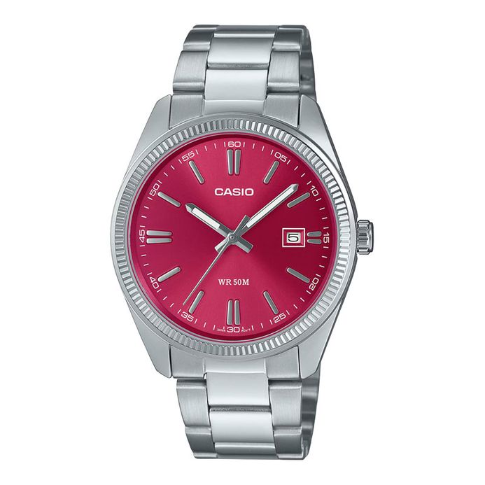 Casio General MTP-1302PD-4AVEF Men Red Dial Stainless Steel Band
