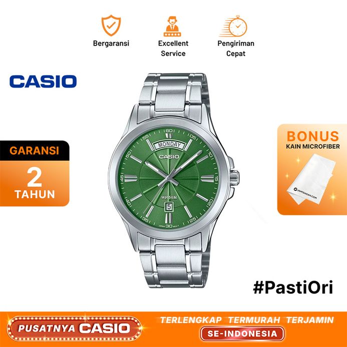 Casio General MTP-1381D-3A MTP-1381D-3AVDF Enticer Men Green Dial