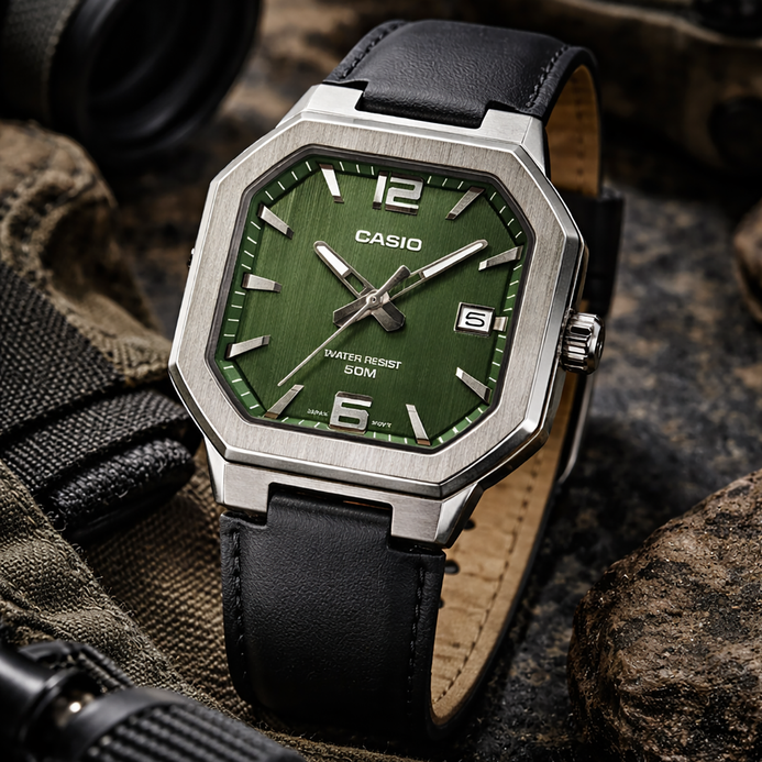 Casio General MTP-B195L-3A MTP-B195L-3AVDF Green Dial Black
