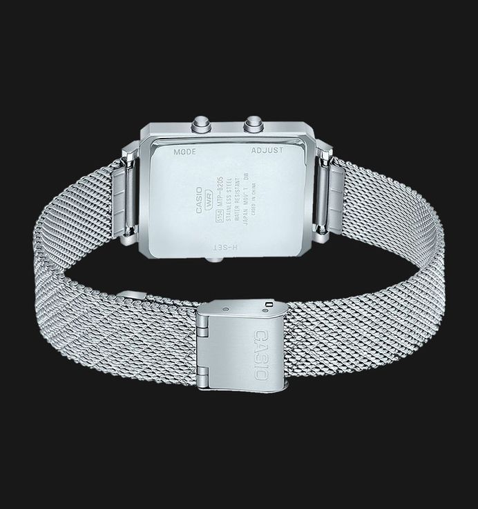 Casio General MTP-B205M-1EDF Men Black Digital Analog Dial Silver Mesh Band
