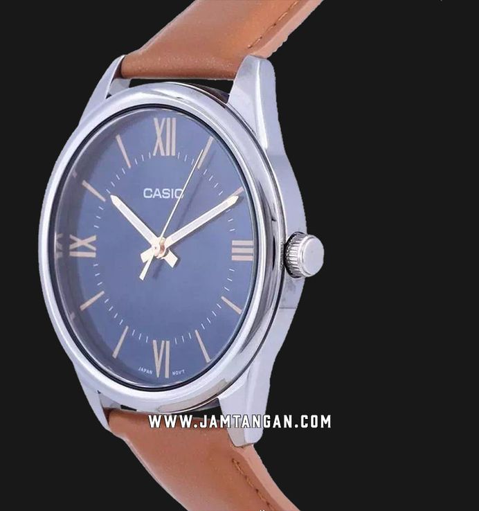 Casio General MTP-V005L-2B5UDF Blue Dial Tan Leather Band