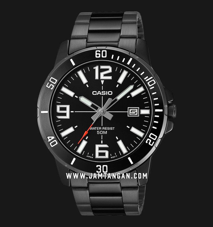 Casio General Dress MTP-VD01B-1BVUDF Men Black Dial Black Stainless Steel Band