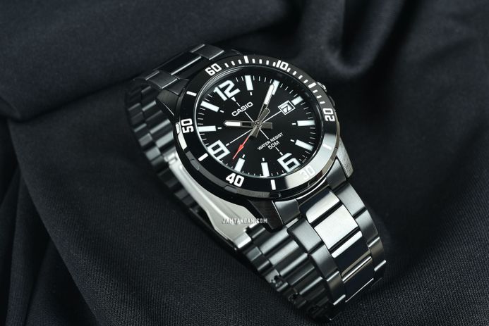 Casio General Dress MTP-VD01B-1BVUDF Men Black Dial Black Stainless Steel Band