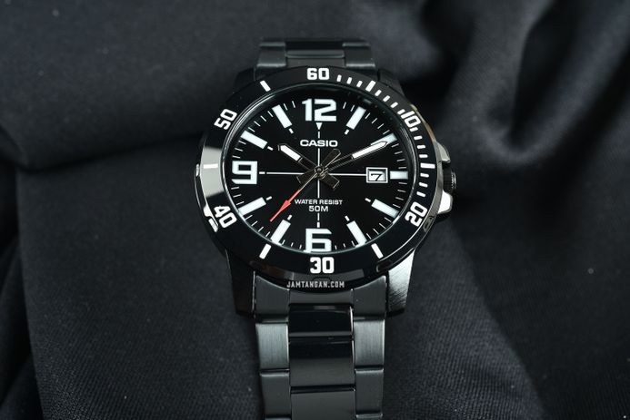 Casio General Dress MTP-VD01B-1BVUDF Men Black Dial Black Stainless Steel Band