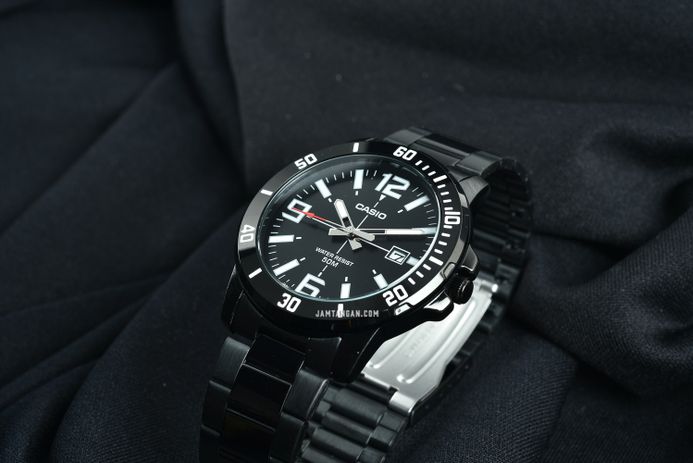 Casio General Dress MTP-VD01B-1BVUDF Men Black Dial Black Stainless Steel Band