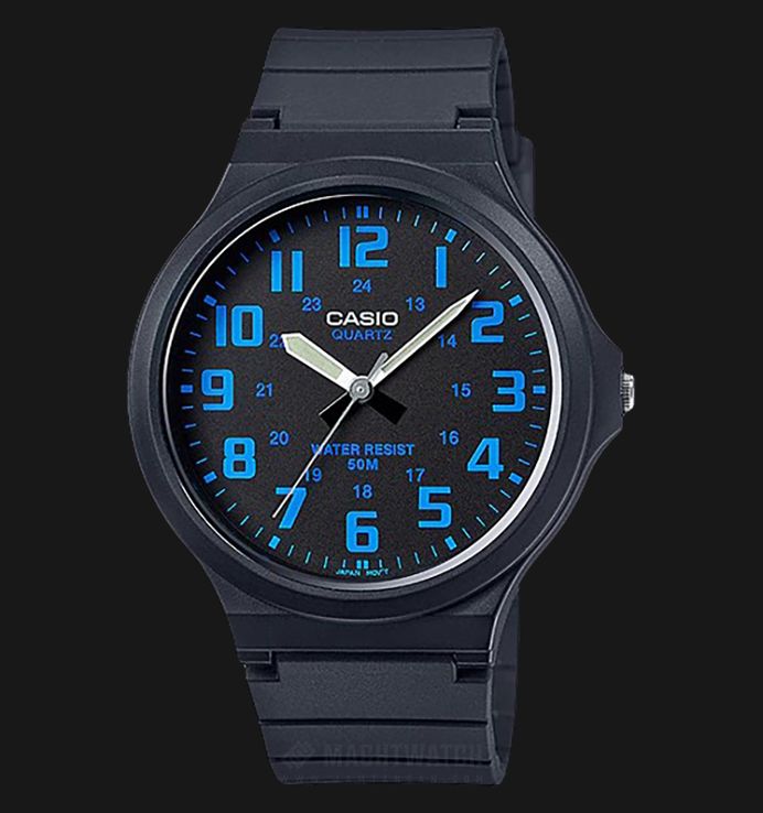 Casio General MW-240-2BVDF Black Dial Black Resin Band