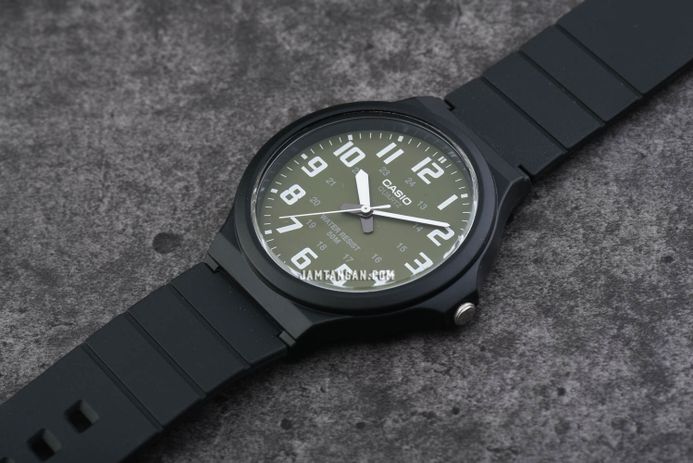 Casio General MW-240-3BVDF Green Dial Black Resin Band