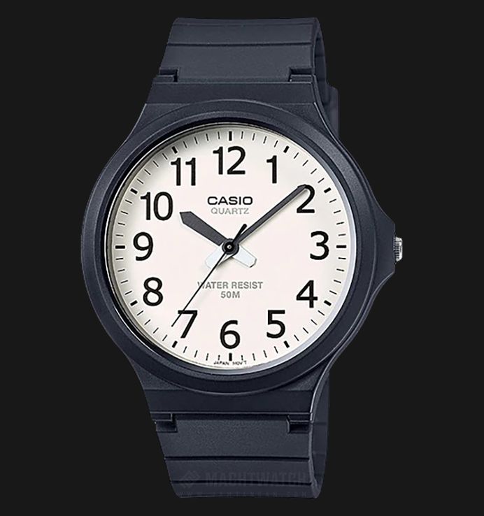 Casio General MW-240-7BVDF White Dial Black Resin Band