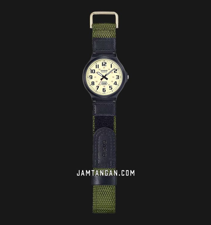 Casio General MW-240B-3BVDF Cream Dial Green Cloth Band