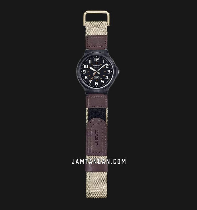 Casio General MW-240B-5BVDF Black Dial Beige Cloth Band