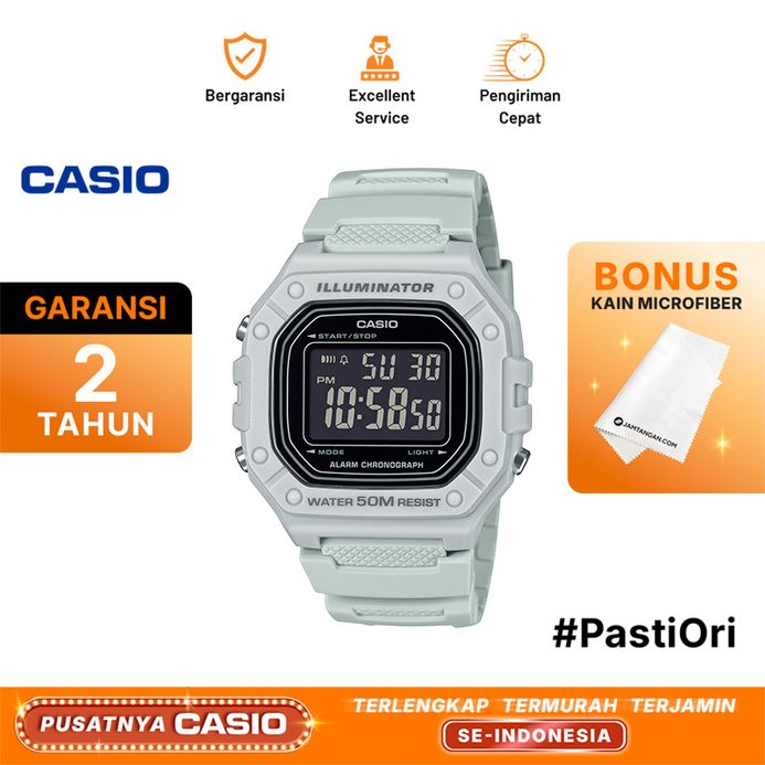 Casio W-218H-8B W-218H-8BVDF Men Illuminator Digital Dial White