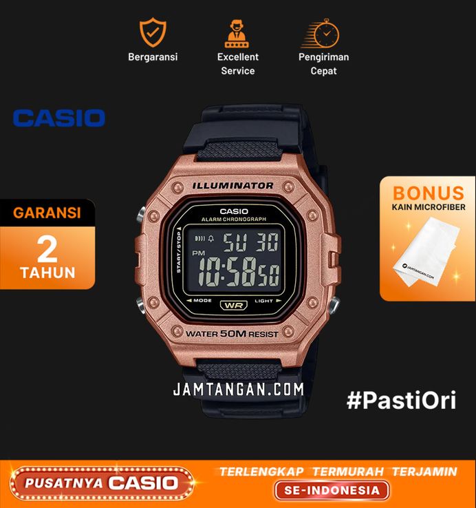 Casio Digital Watch with Silver Bezel and Black Band  W-218HM-5BVDF main image 0