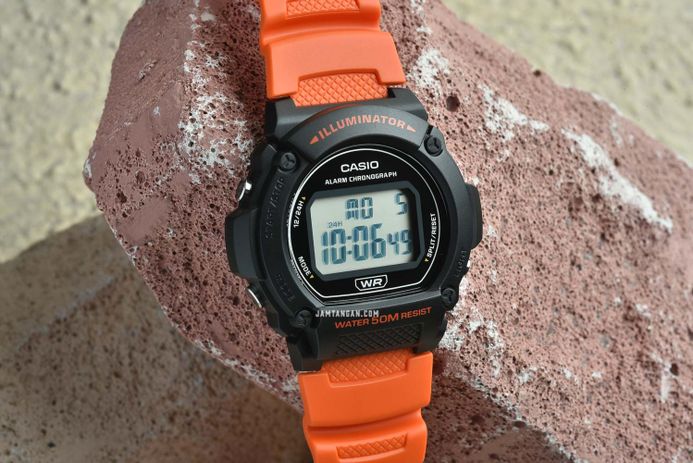 Casio General W-219H-4AVDF Digital Dial Orange Resin Strap