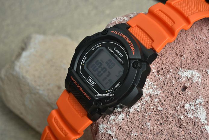 Casio General W-219H-4AVDF Digital Dial Orange Resin Strap