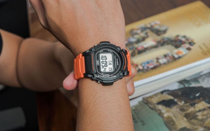 Casio General W-219H-4AVDF Digital Dial Orange Resin Strap