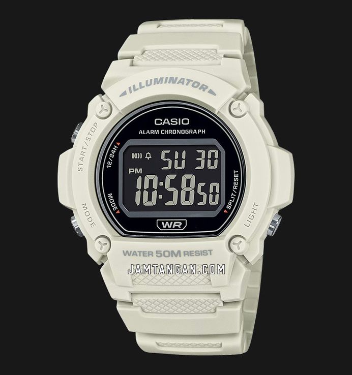 Casio General W-219HC-8BVDF Digital Dial White Resin Band