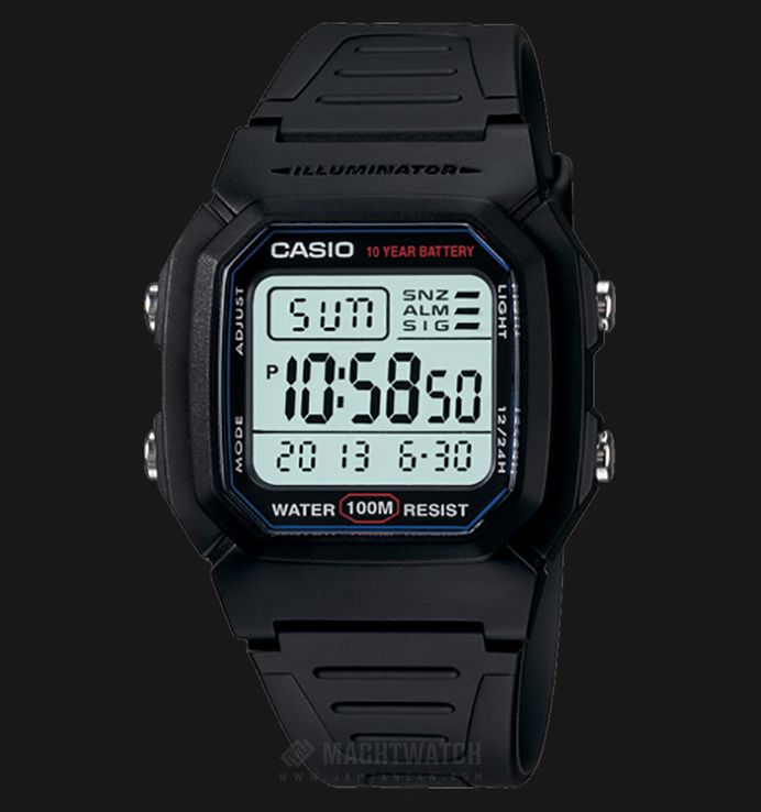 Casio Standard W-800H-1AVDF Classic 10 Year Battery Digital Dial Black Resin Band