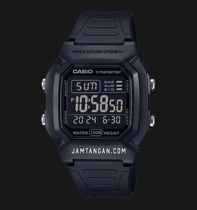 Casio General W-800H-1BVDF Black Digital Dial Black Resin Strap